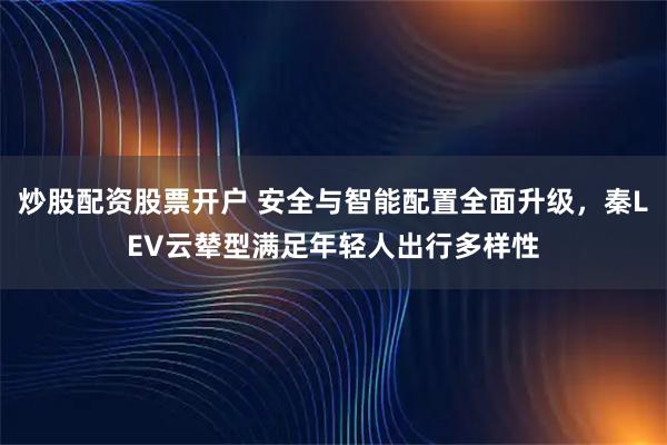 炒股配资股票开户 安全与智能配置全面升级，秦LEV云辇型满足年轻人出行多样性